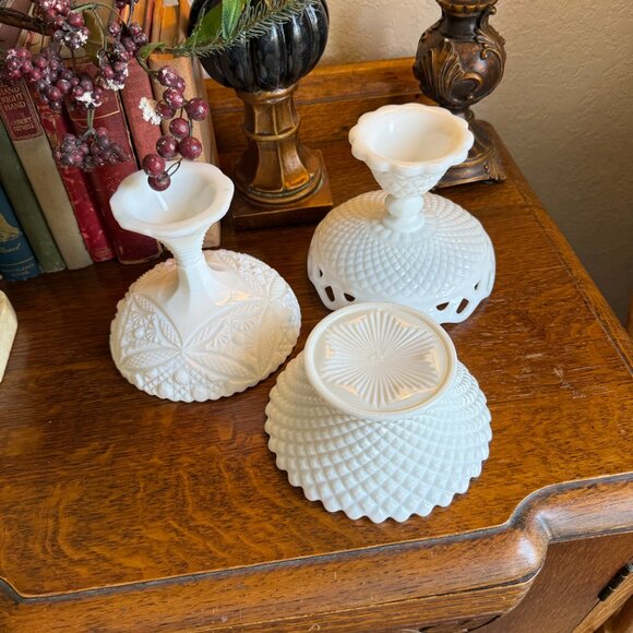 3 Vintage Milk Glass Candy Dishes - Picture 8 of 15